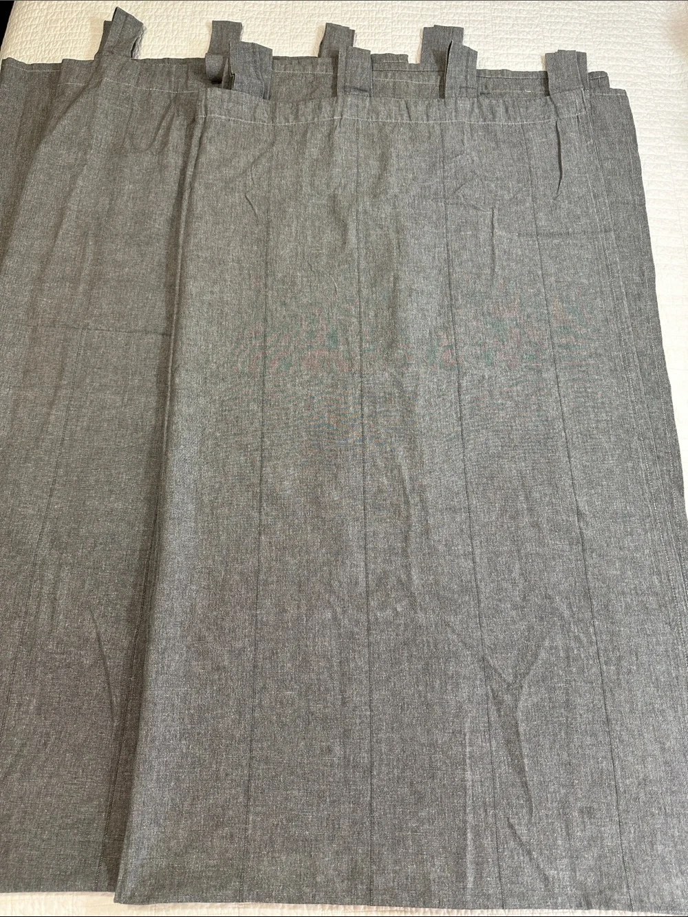 100% Gray Tab-Top Window Curtain 55x98 Panels set of 2 Cotton Ikea Lenda